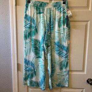 Tahari Teal and White Linen Pants
